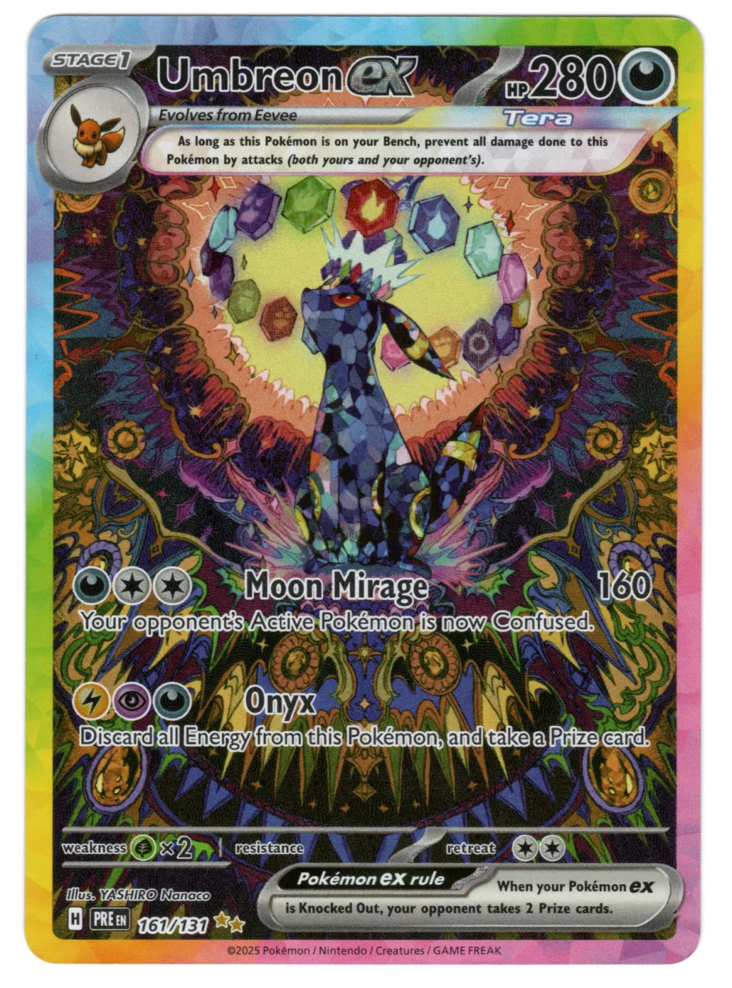 Umbreon ex 161/131 Prismatic Evolutions front card photo in PokeToGrade pregrading report