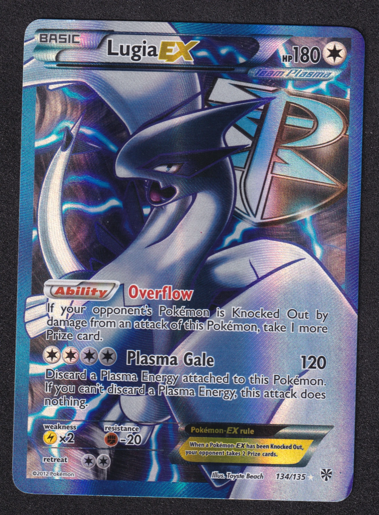 Lugia-EX 134/135 Plasma Storm front card photo in PokeToGrade pregrading report