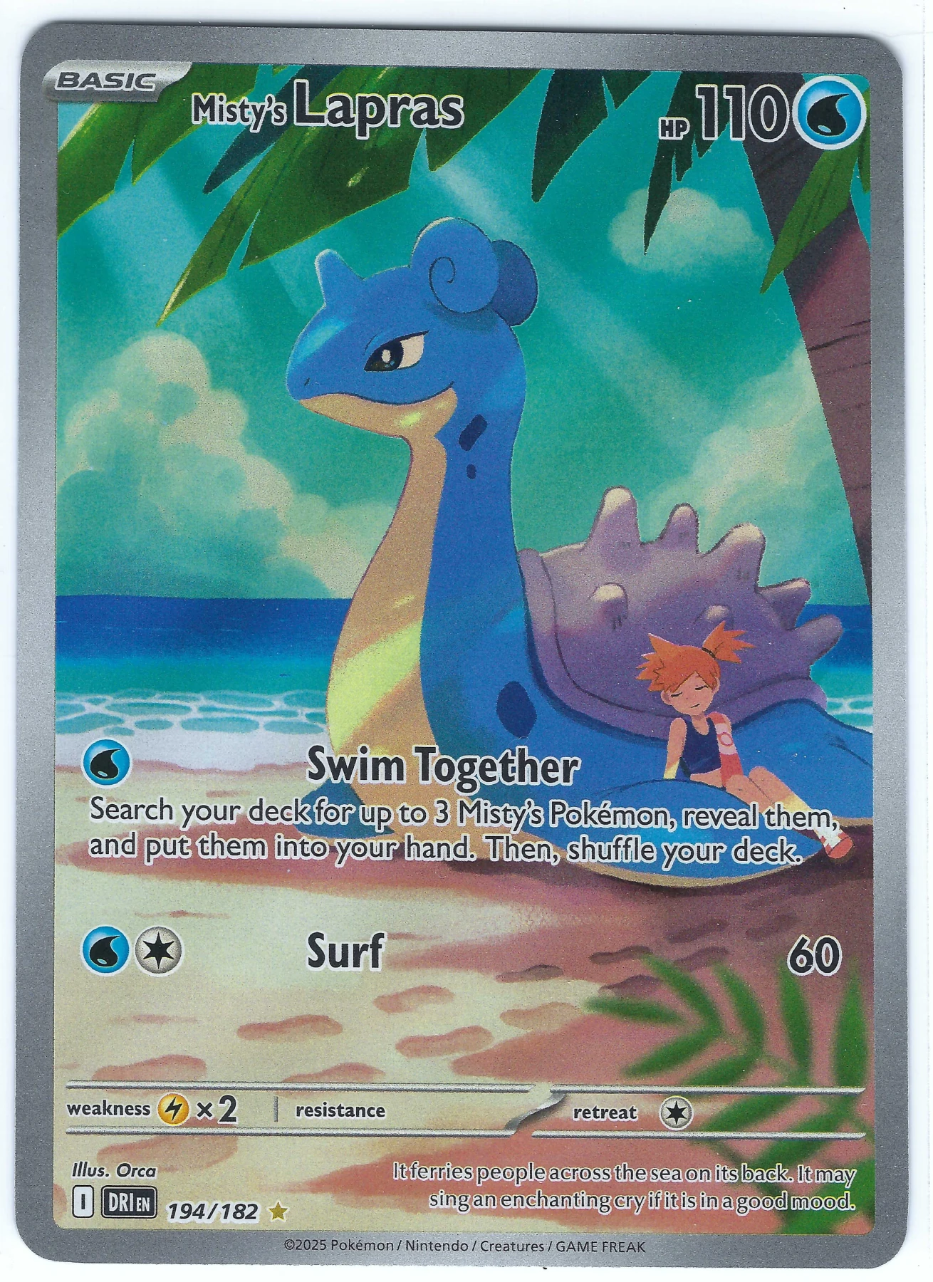 Misty's Lapras 194/182 Destined Rivals front card photo in PokeToGrade pregrading report