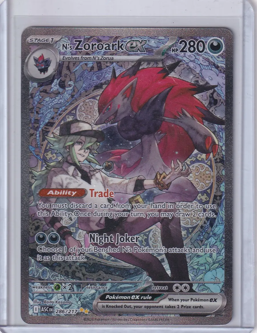 N's Zoroark ex 286/217 Ascended Heroes front card photo in PokeToGrade pregrading report
