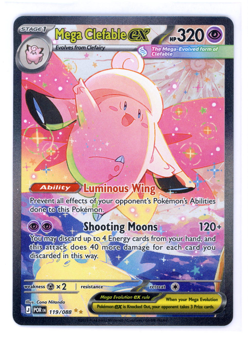 Mega Clefable ex 119/88 Perfect Order front card photo in PokeToGrade pregrading report