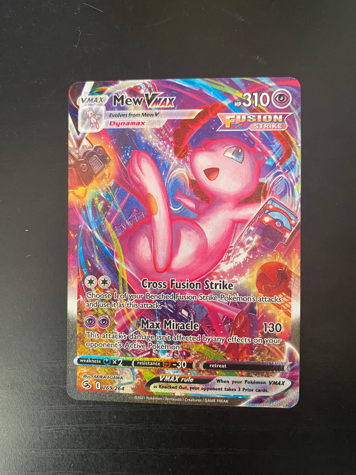 Mew VMAX 269/264 Fusion Strike front card photo in PokeToGrade pregrading report