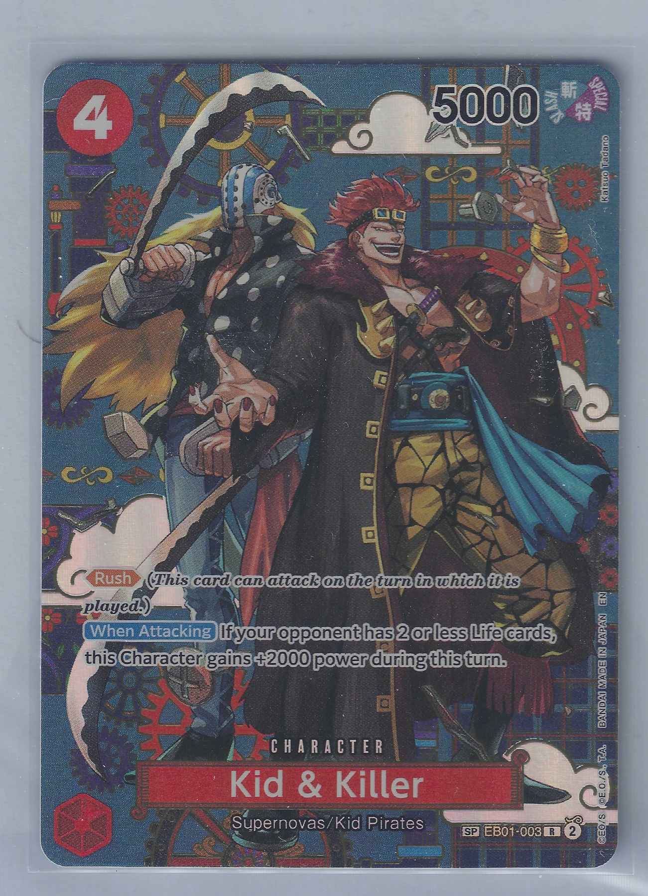 Kid & Killer (EB01-003) EB01-003 One Piece Promotion Cards front card photo in PokeToGrade pregrading report
