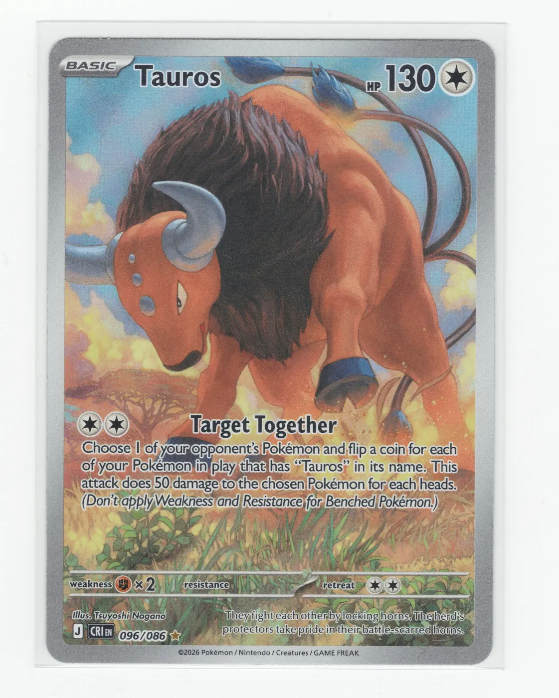 Tauros 096/86 Chaos Rising front card photo in PokeToGrade pregrading report