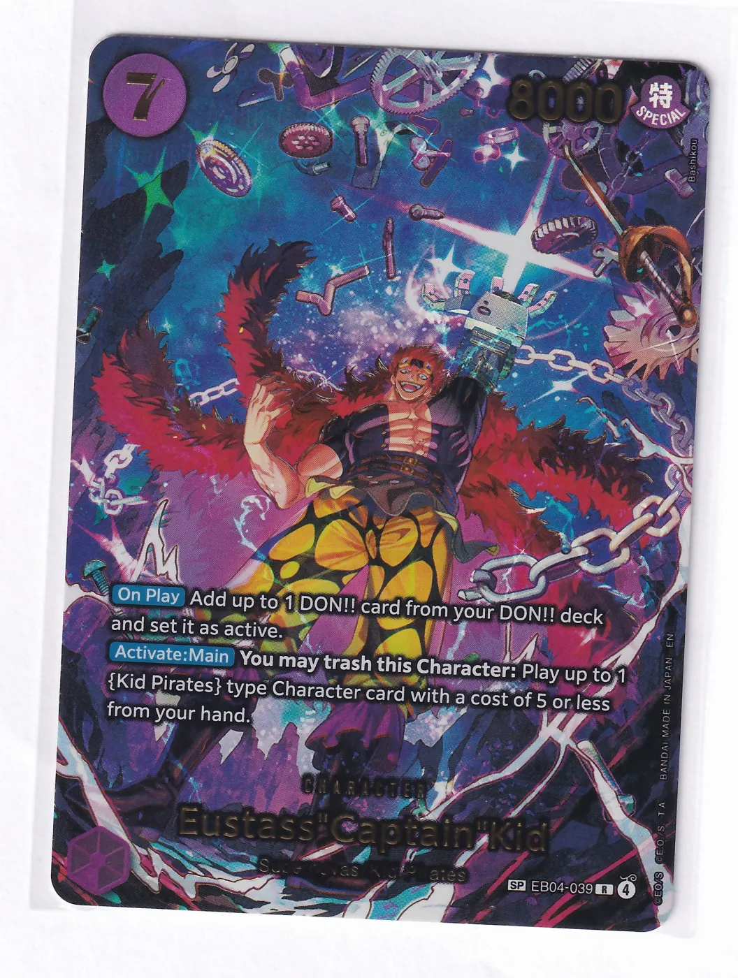Eustass"Captain"Kid (EB04-039) EB04-039 The Azure Sea's Seven front card photo in PokeToGrade pregrading report