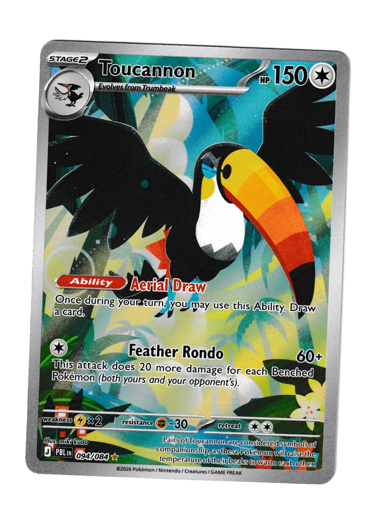 Toucannon 094/84 Pitch Black front card photo in PokeToGrade pregrading report