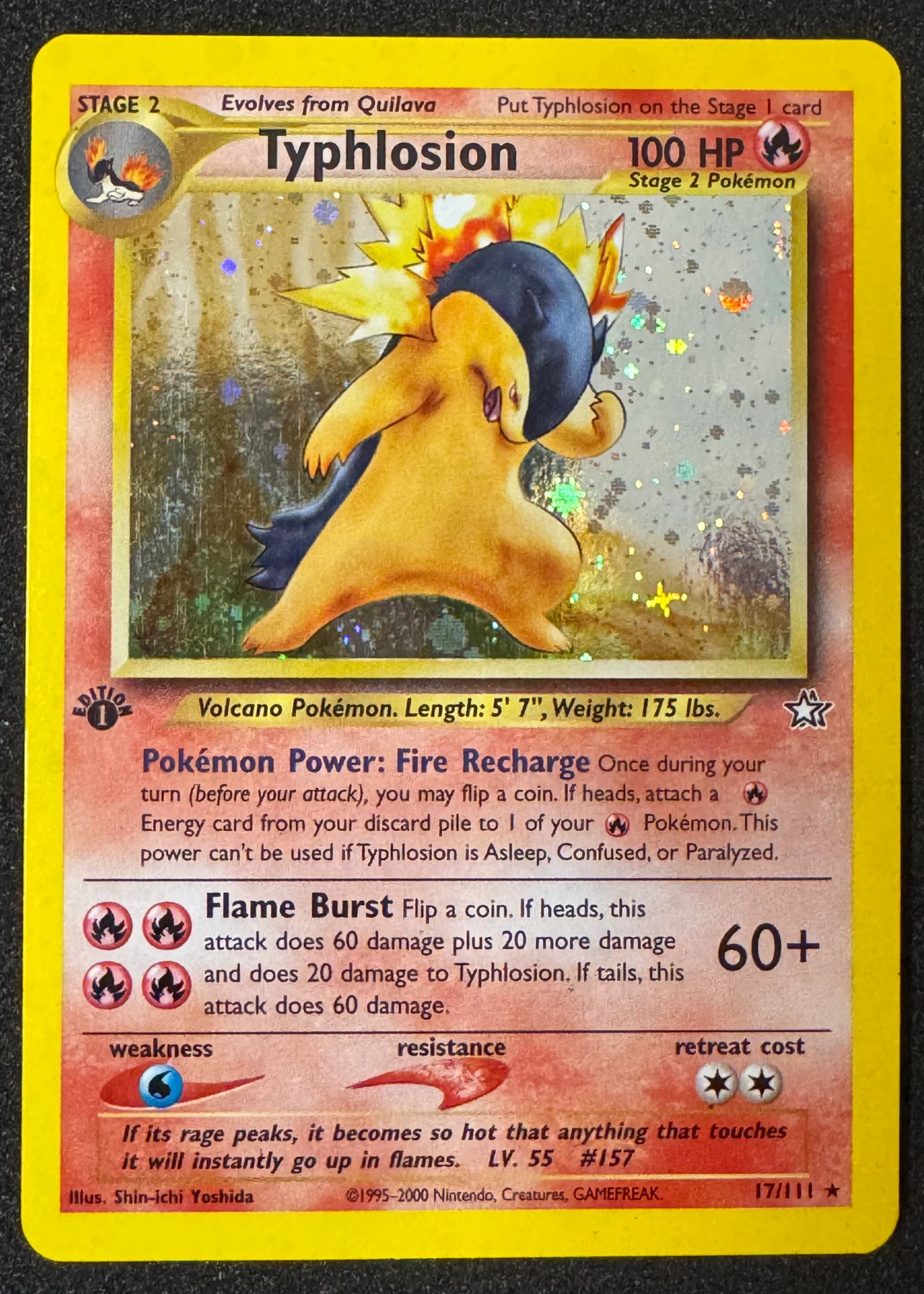 Typhlosion 017/111 Neo Genesis front card photo in PokeToGrade pregrading report