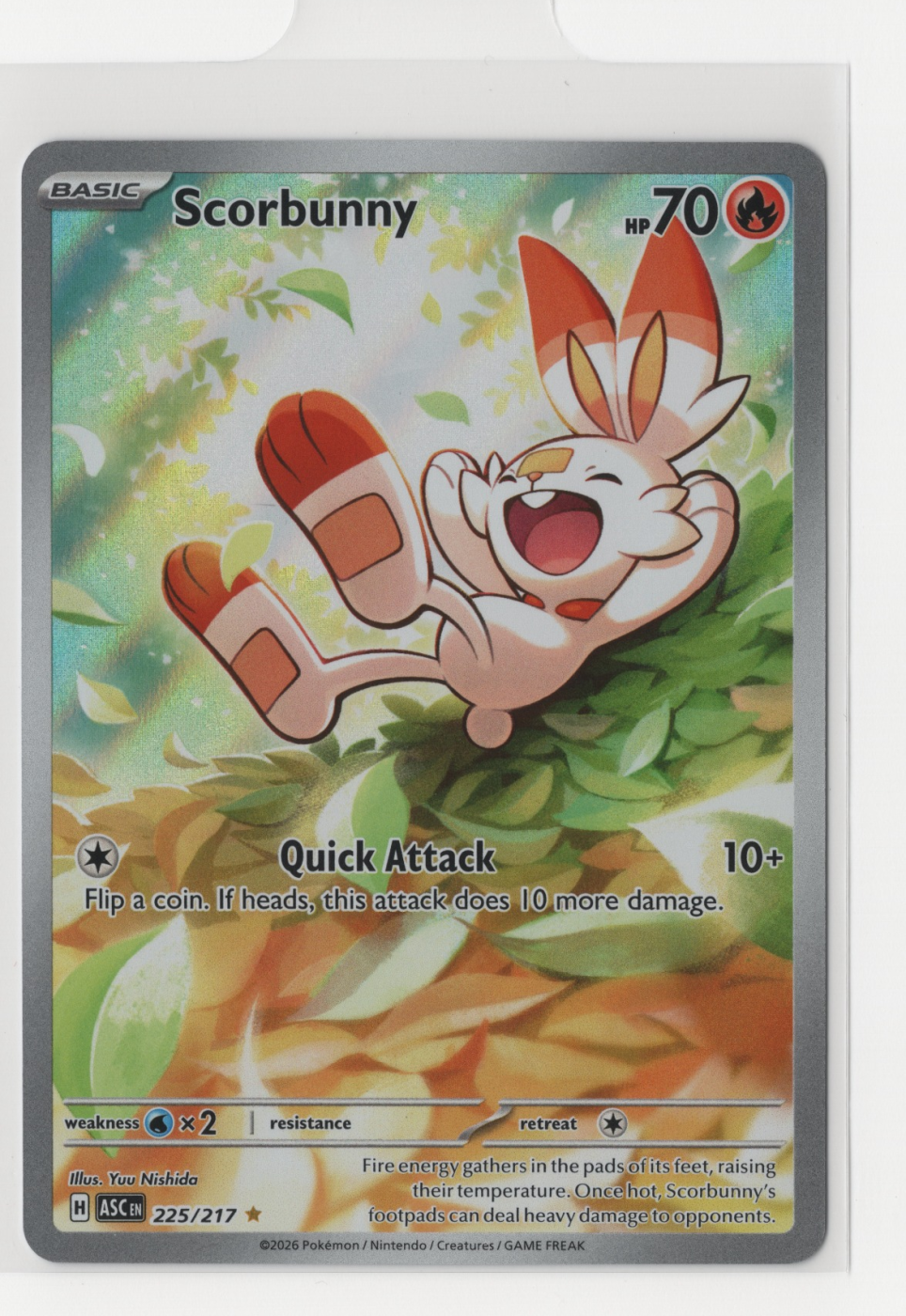 Scorbunny 225/217 Ascended Heroes front card photo in PokeToGrade pregrading report