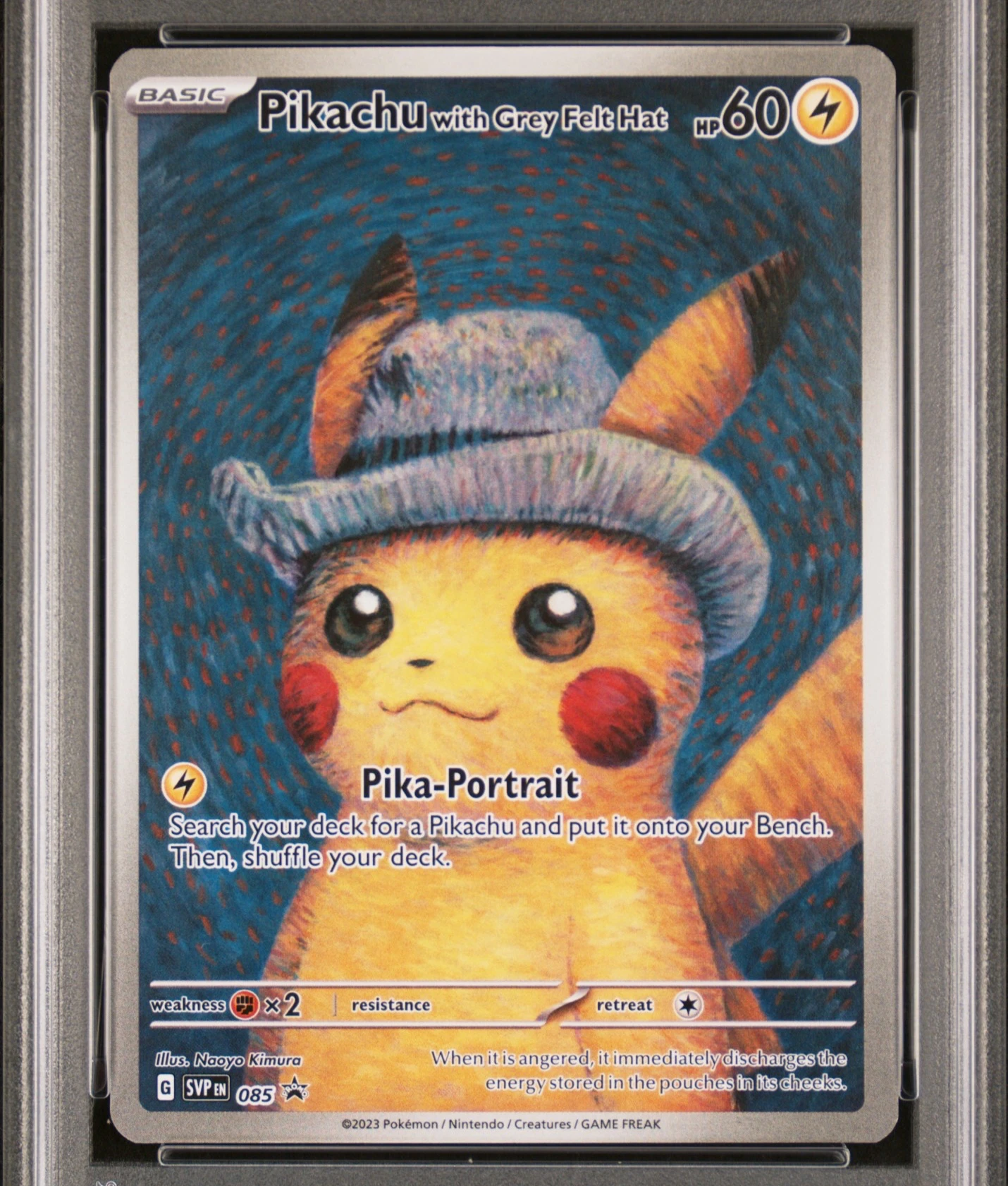 Pikachu with Grey Felt Hat 085/225 SVP Black Star Promos front card photo in PokeToGrade pregrading report