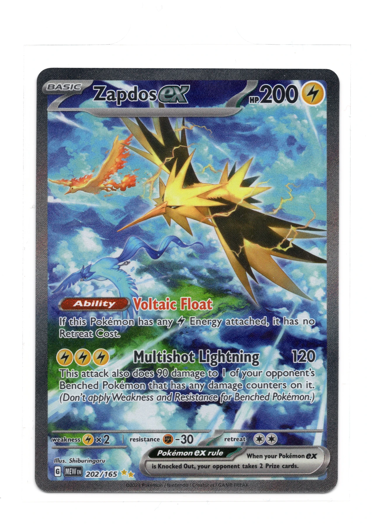 Zapdos ex 202/165 151 front card photo in PokeToGrade pregrading report