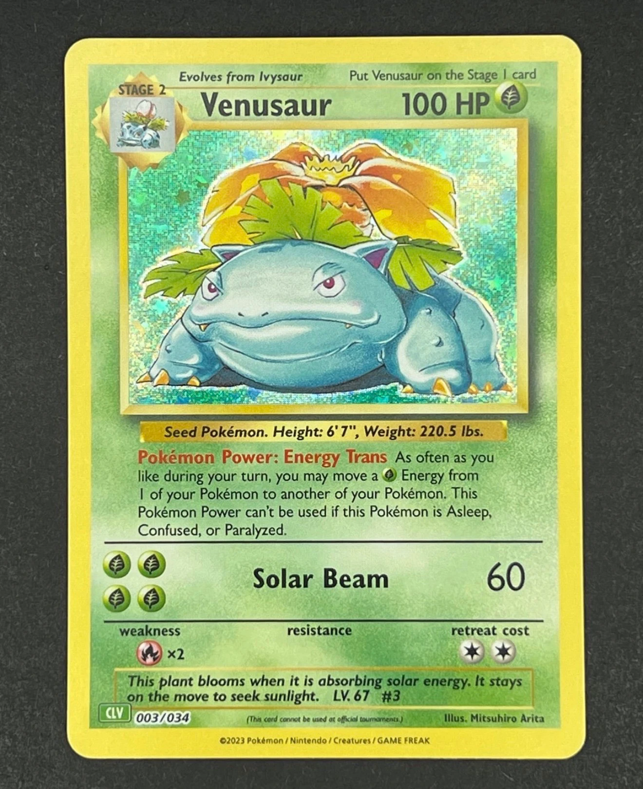Venusaur 15A/25 Celebrations front card photo in PokeToGrade pregrading report