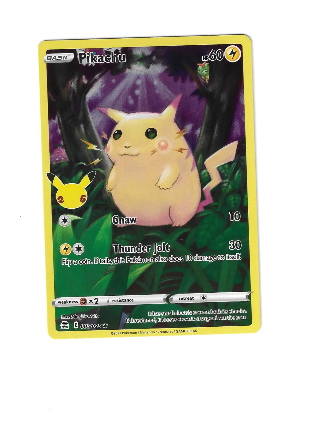 Pikachu 005/25 Celebrations front card photo in PokeToGrade pregrading report