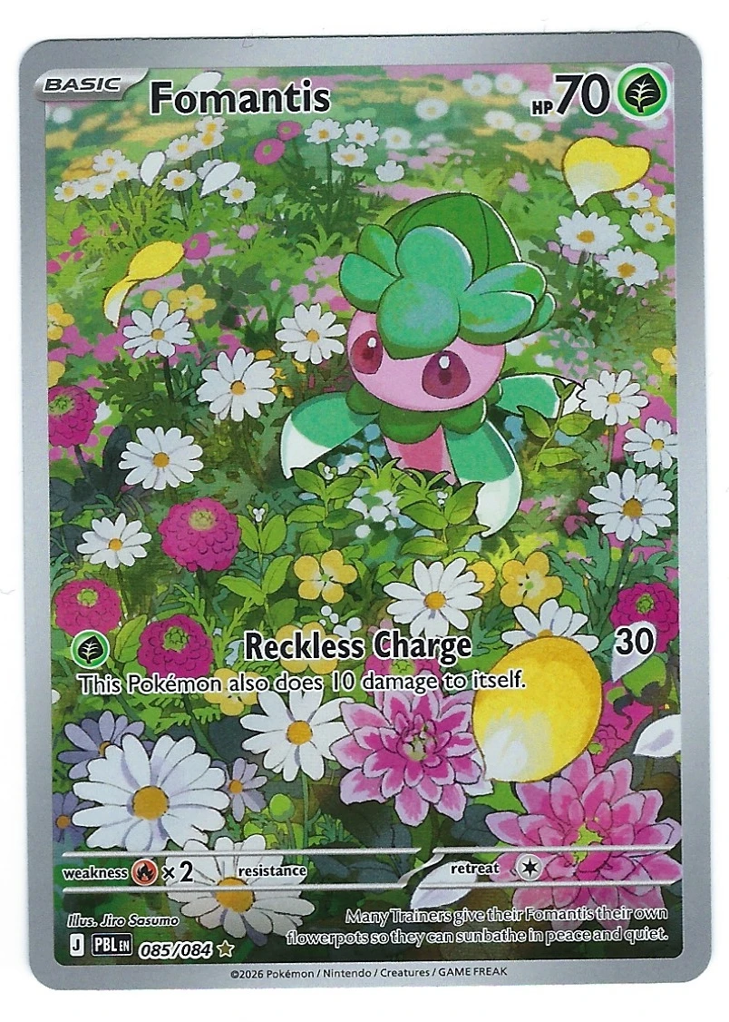 Fomantis 085/84 Pitch Black front card photo in PokeToGrade pregrading report