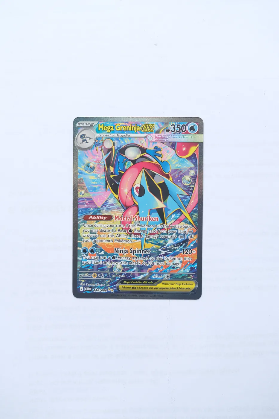 Mega Greninja ex 100/86 Chaos Rising front card photo in PokeToGrade pregrading report