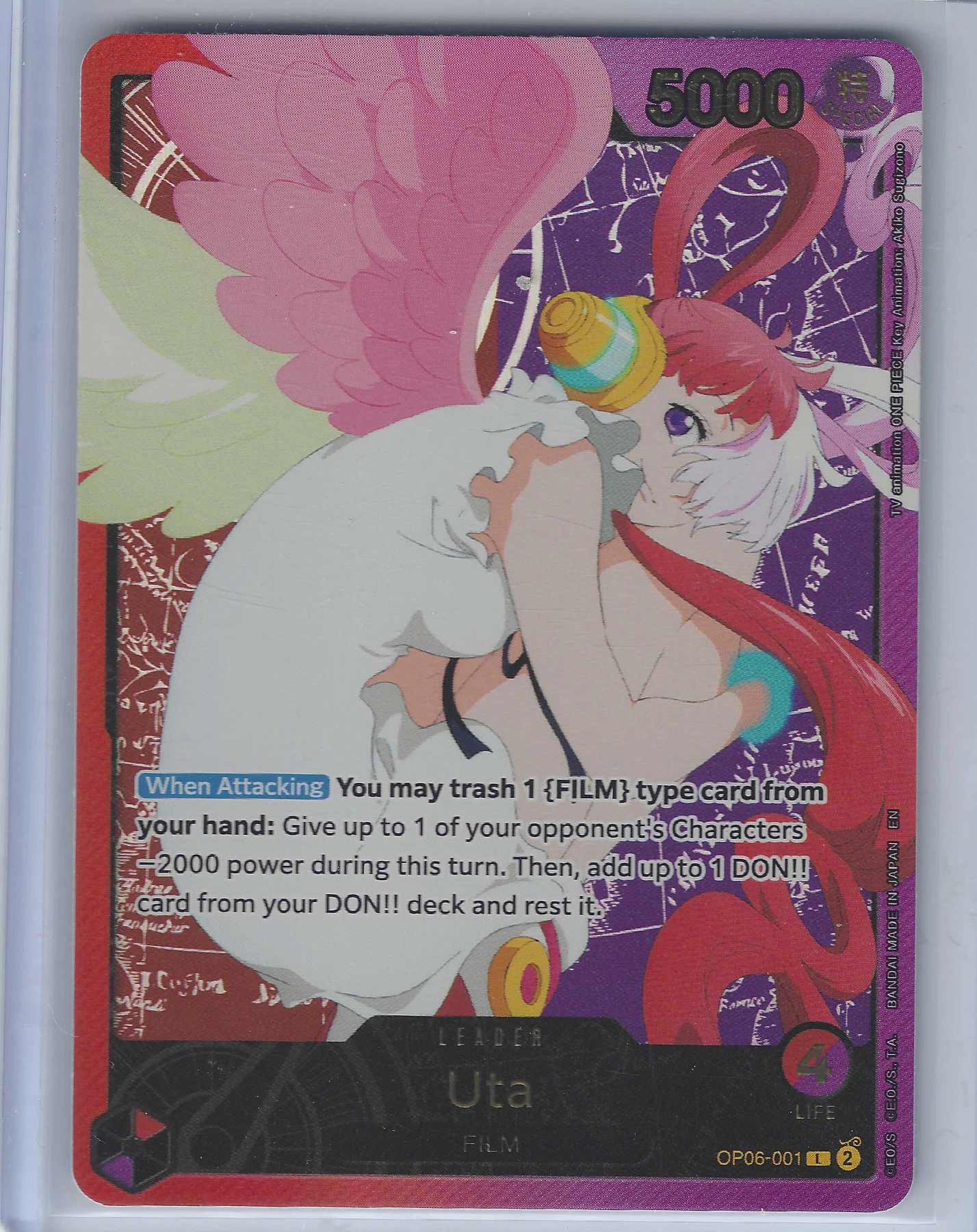 Uta OP06-001 Wings of the Captain front card photo in PokeToGrade pregrading report