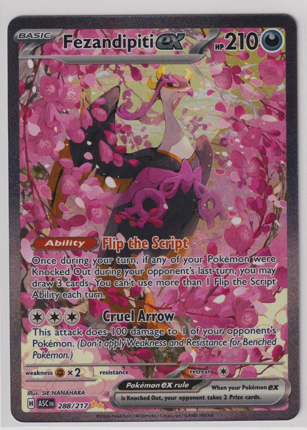Fezandipiti ex 288/217 Ascended Heroes front card photo in PokeToGrade pregrading report