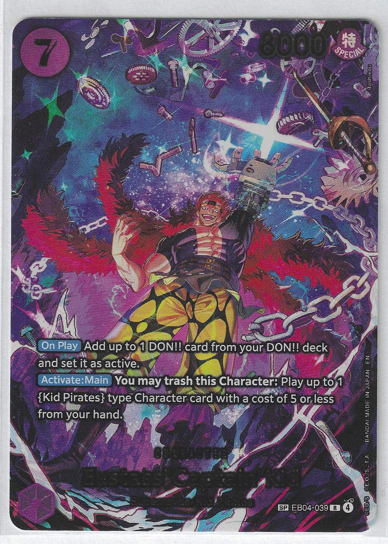Eustass"Captain"Kid (EB04-039) EB04-039 The Azure Sea's Seven front card photo in PokeToGrade pregrading report