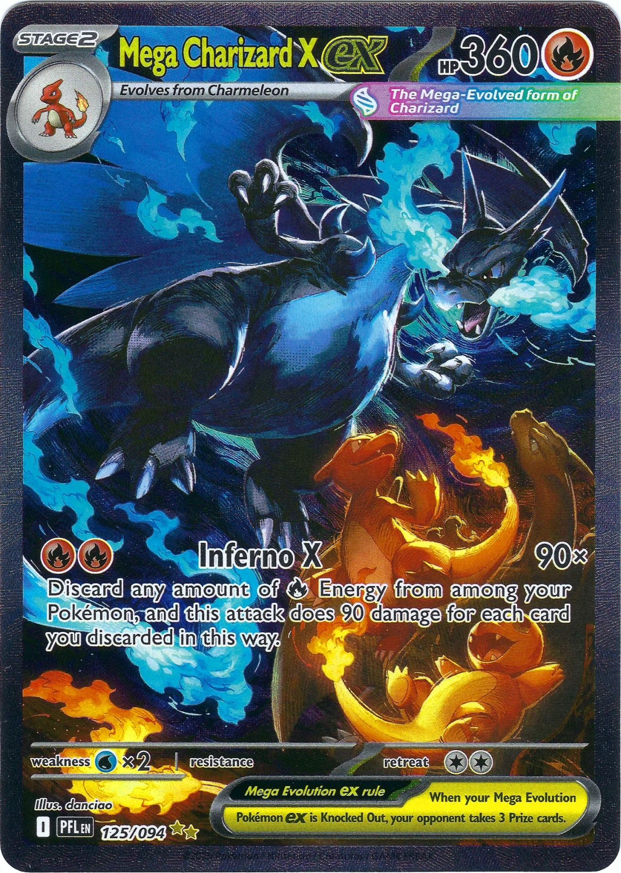 Mega Charizard X ex 125/94 Phantasmal Flames front card photo in PokeToGrade pregrading report