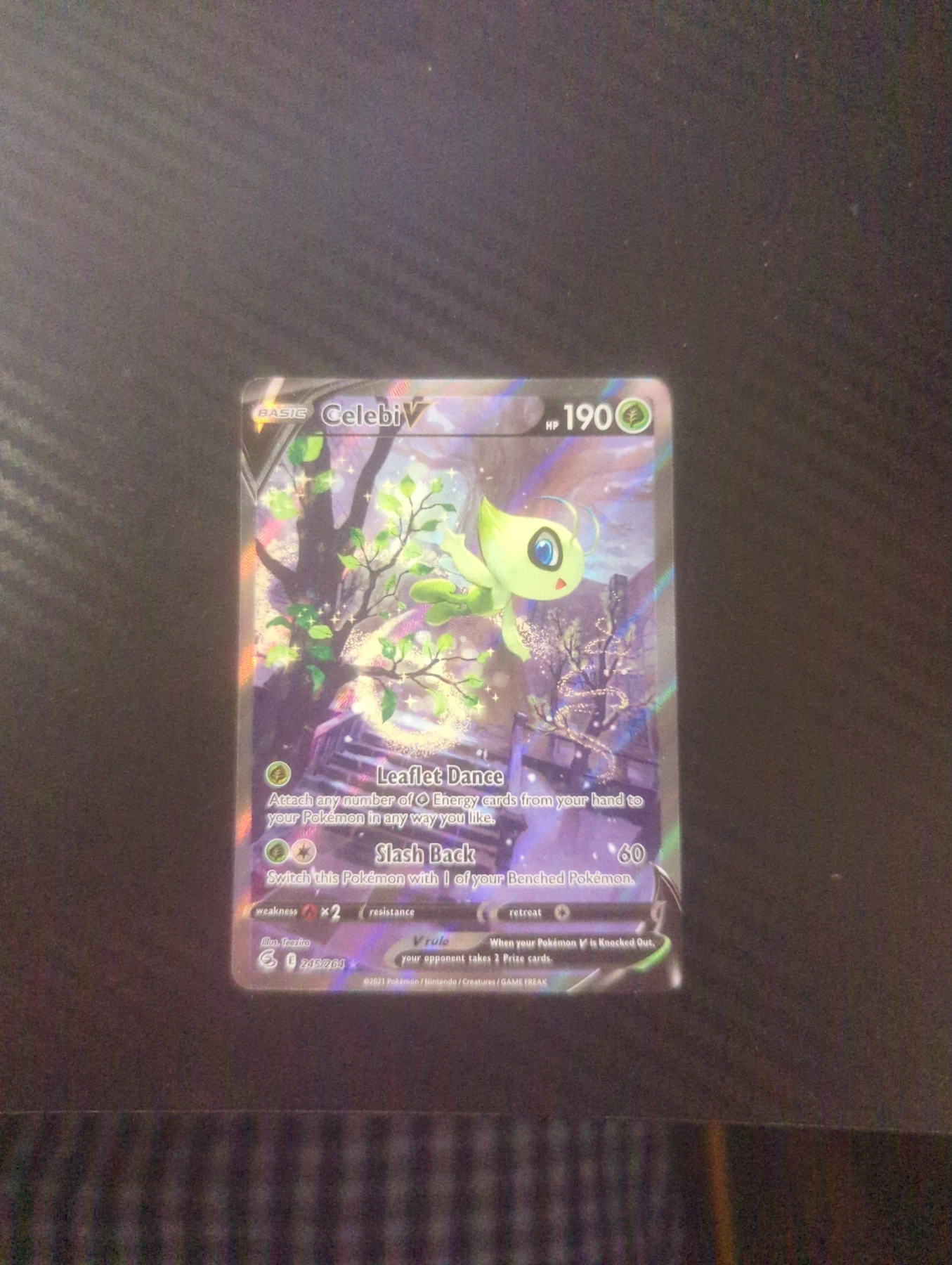 Celebi V 245/264 Fusion Strike front card photo in PokeToGrade pregrading report