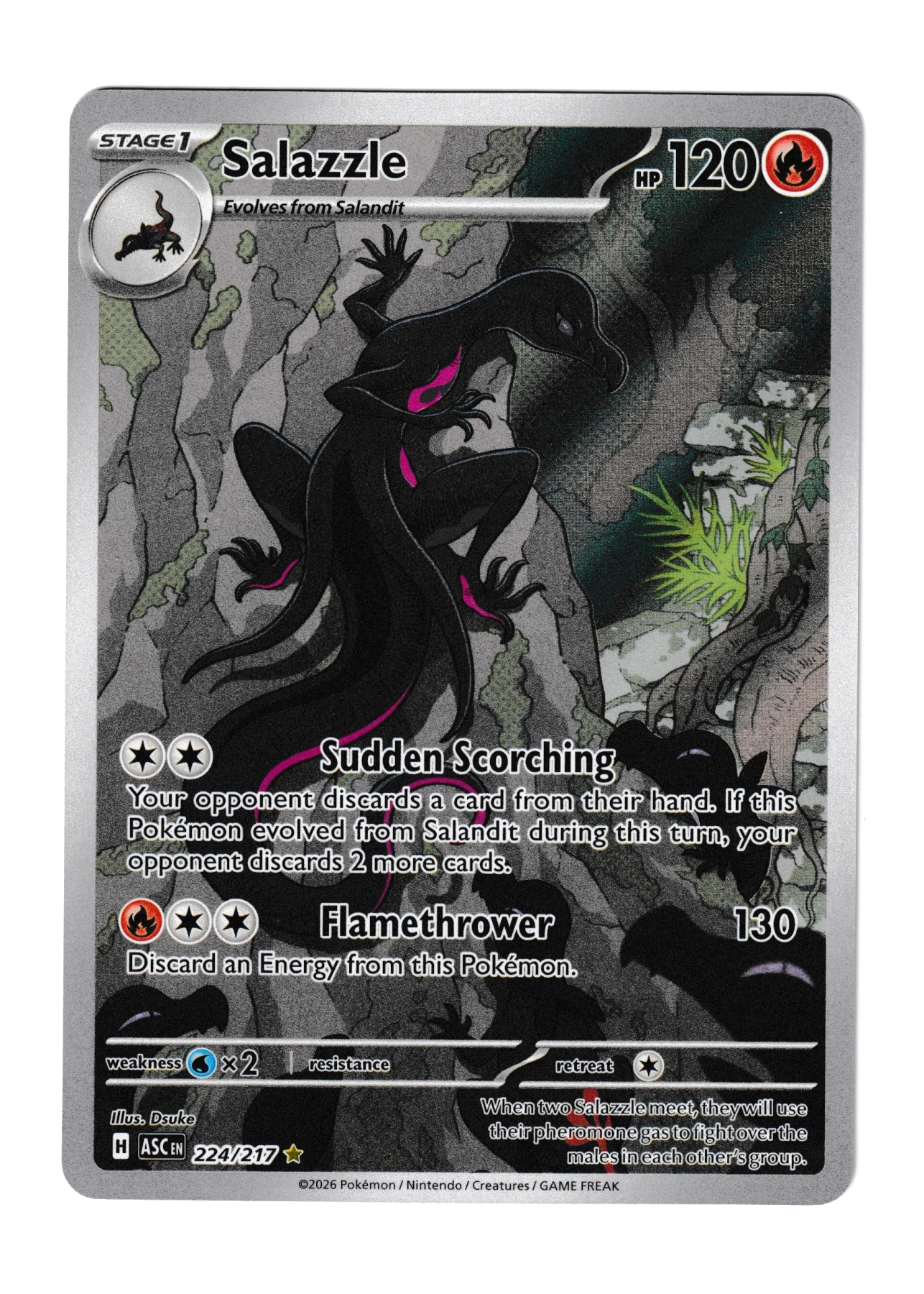 Salazzle 224/217 Ascended Heroes front card photo in PokeToGrade pregrading report