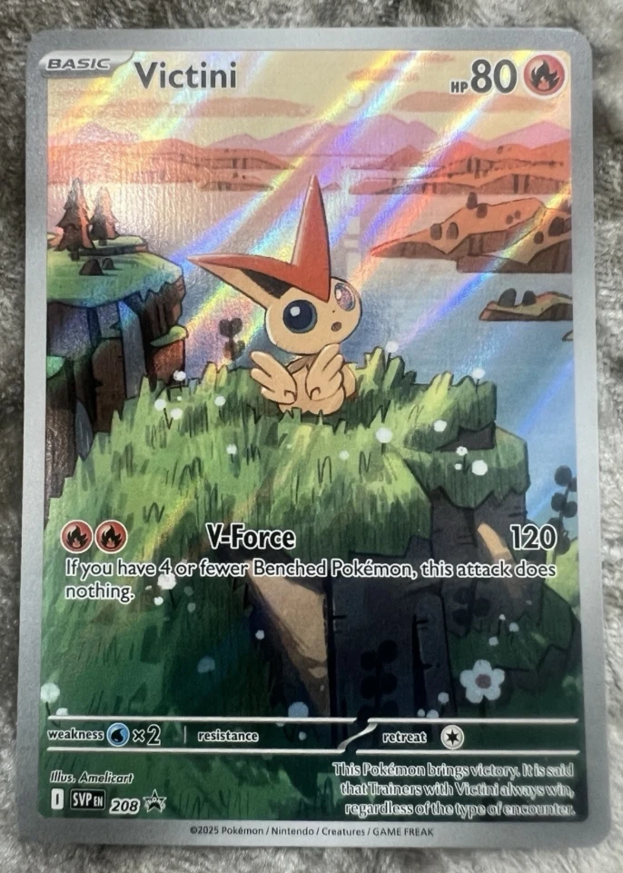 Victini 208/225 SVP Black Star Promos front card photo in PokeToGrade pregrading report
