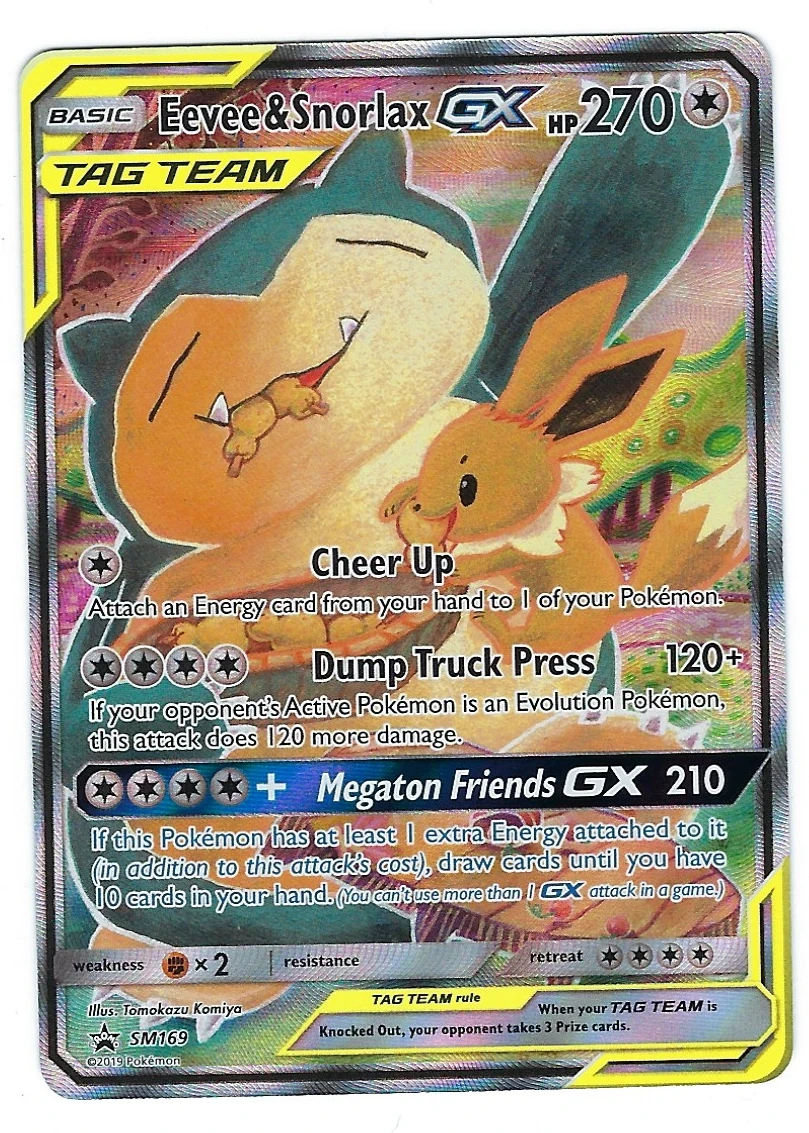 Eevee & Snorlax GX SM169/248 SM Black Star Promos front card photo in PokeToGrade pregrading report