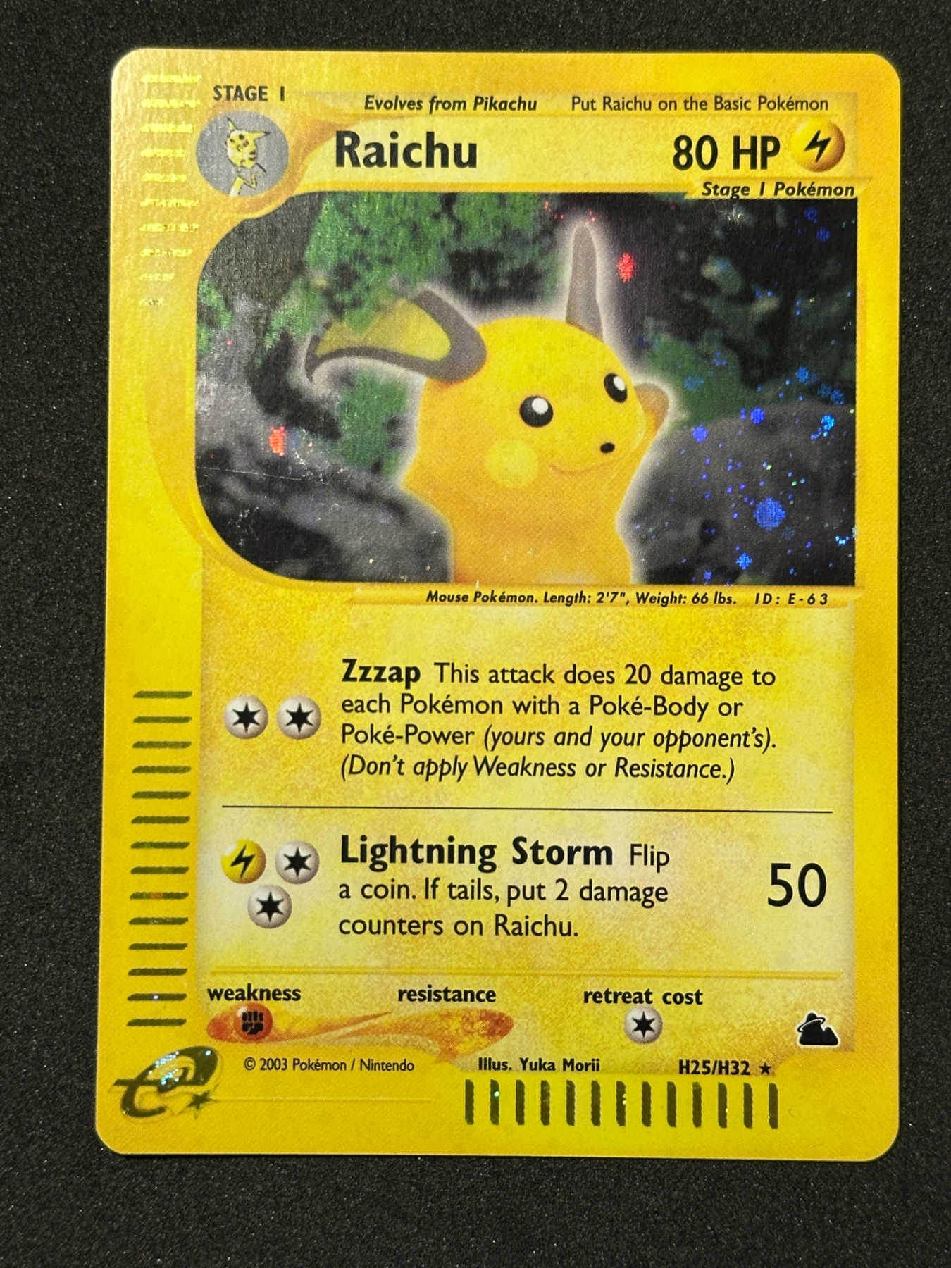 Raichu H25/144 Skyridge front card photo in PokeToGrade pregrading report