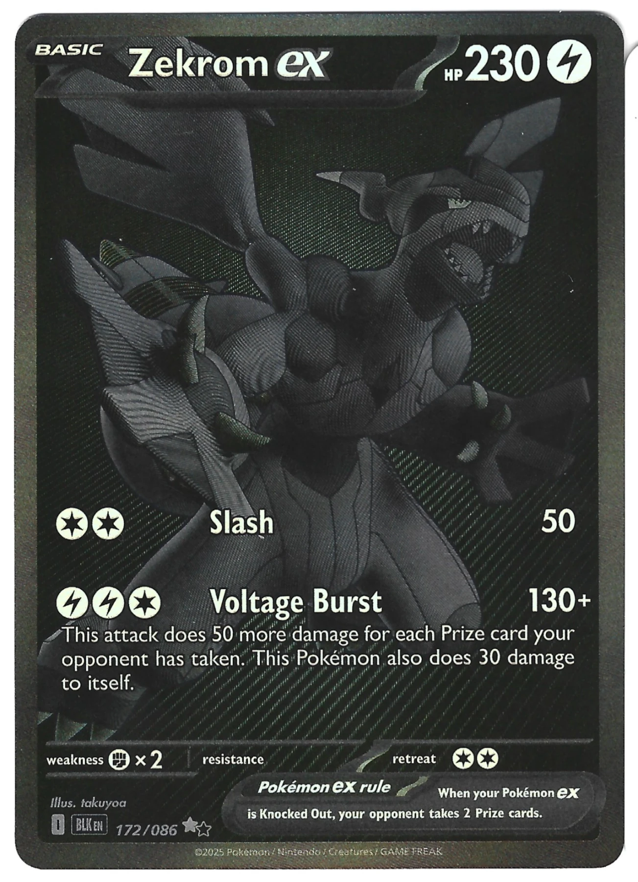 Zekrom ex 172/86 Black Bolt front card photo in PokeToGrade pregrading report