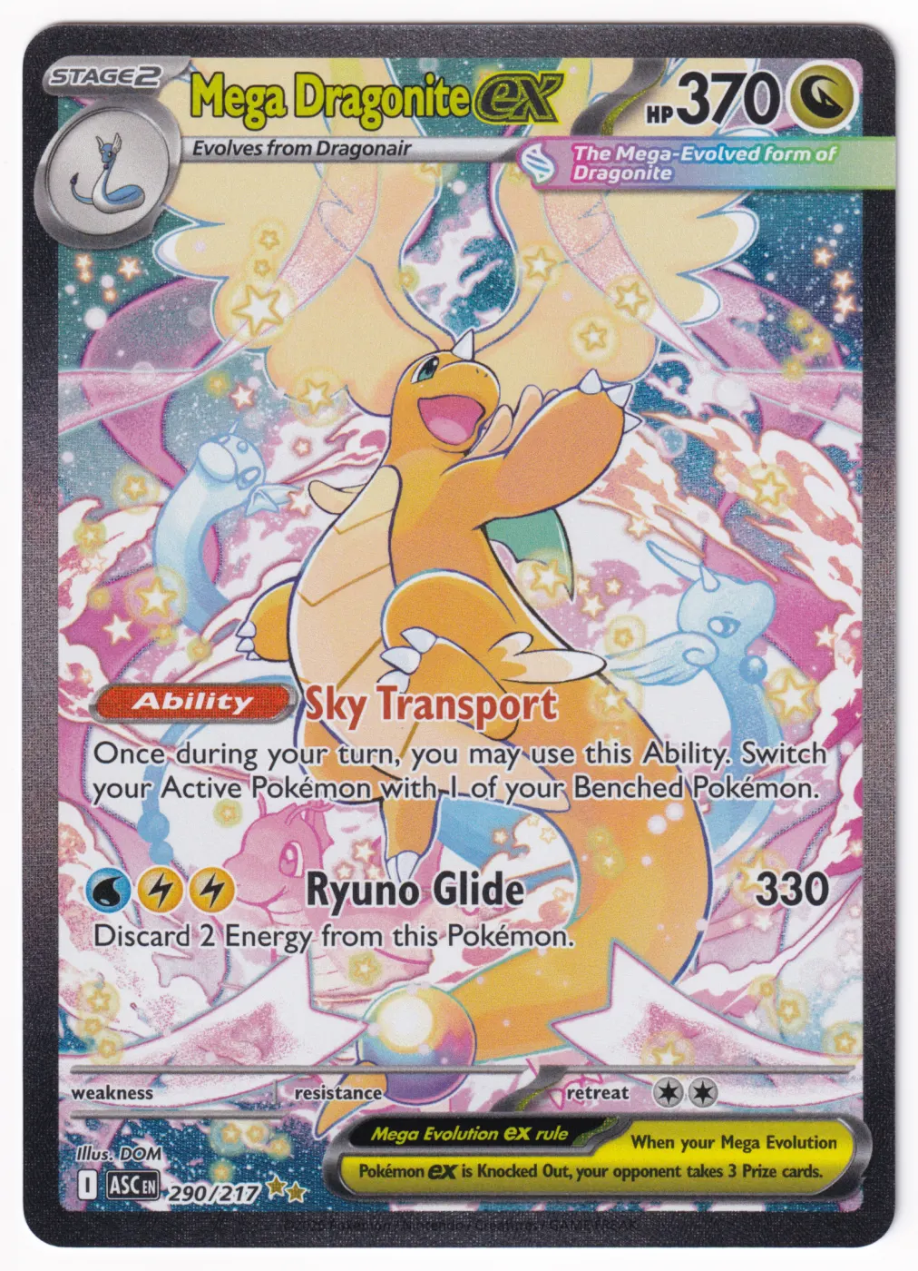 Mega Dragonite ex 290/217 Ascended Heroes front card photo in PokeToGrade pregrading report