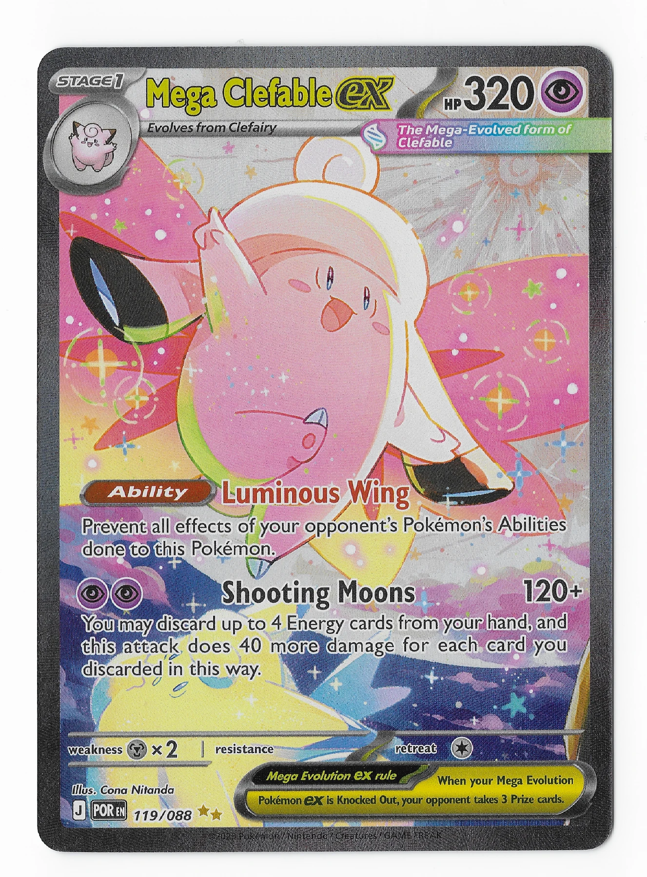 Mega Clefable ex 119/88 Perfect Order front card photo in PokeToGrade pregrading report