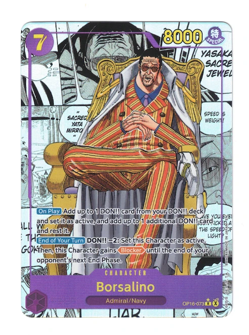 Borsalino OP16-073 The Time of Battle front card photo in PokeToGrade pregrading report