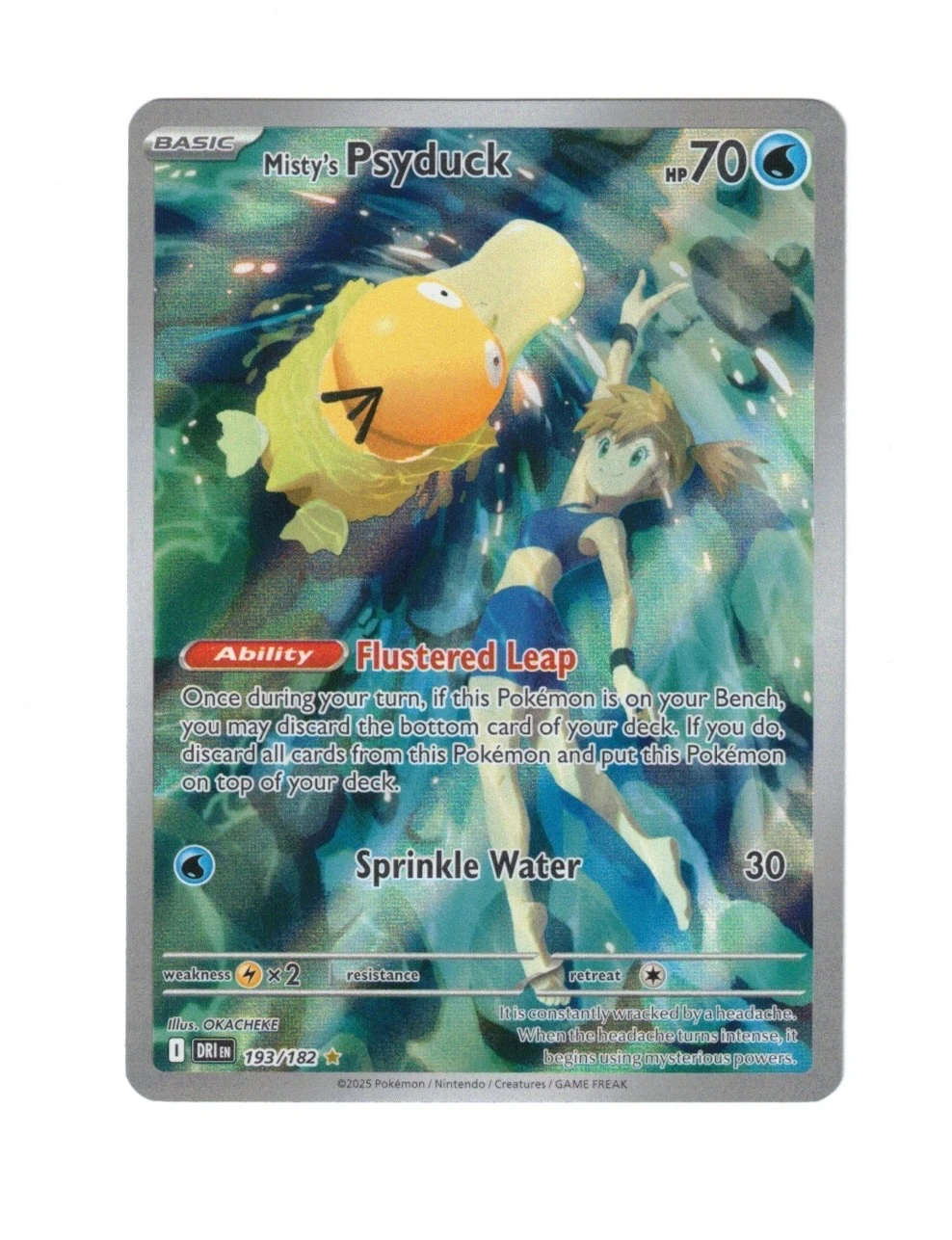 Misty's Psyduck 193/182 Destined Rivals front card photo in PokeToGrade pregrading report