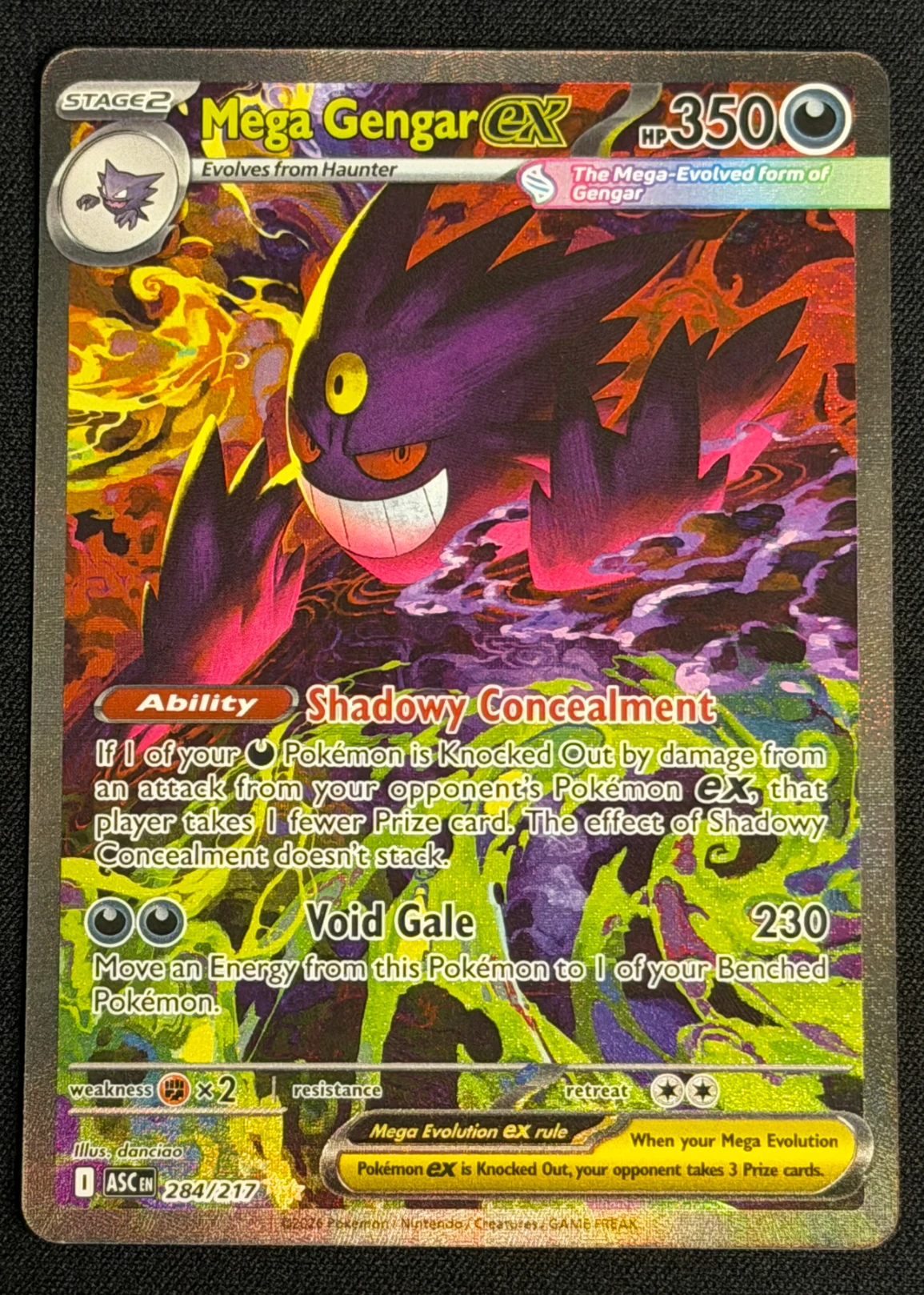 Mega Gengar ex 284/217 Ascended Heroes front card photo in PokeToGrade pregrading report