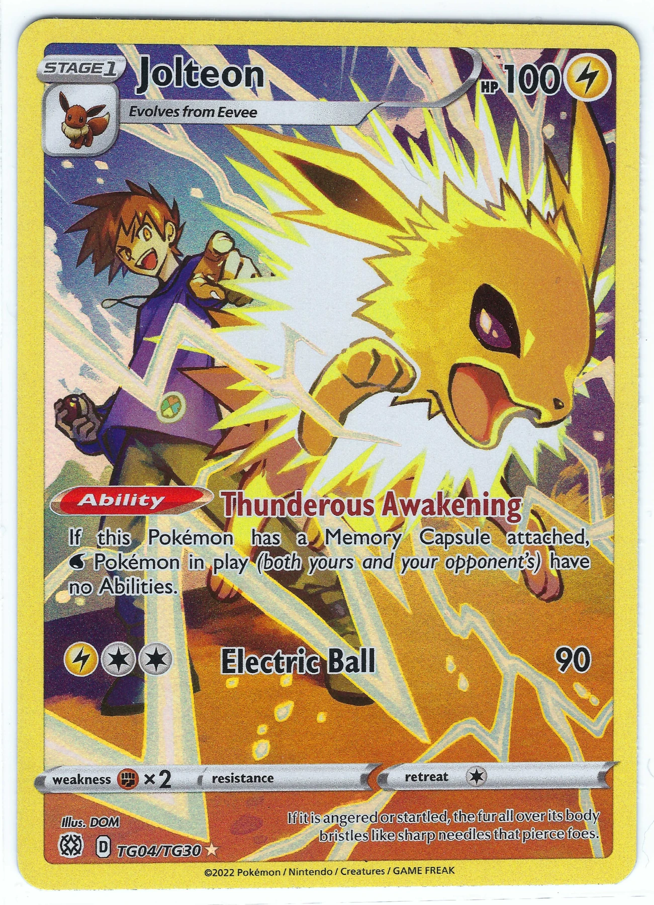 Jolteon TG04/172 Brilliant Stars front card photo in PokeToGrade pregrading report