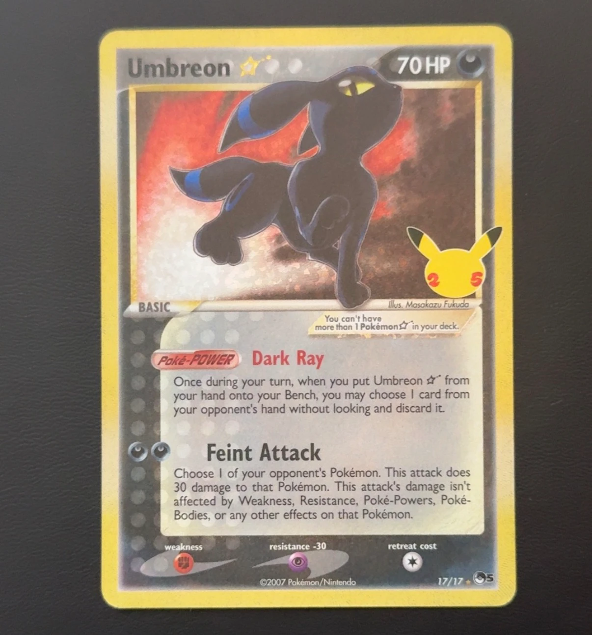 Umbreon Star 17A/25 Celebrations front card photo in PokeToGrade pregrading report