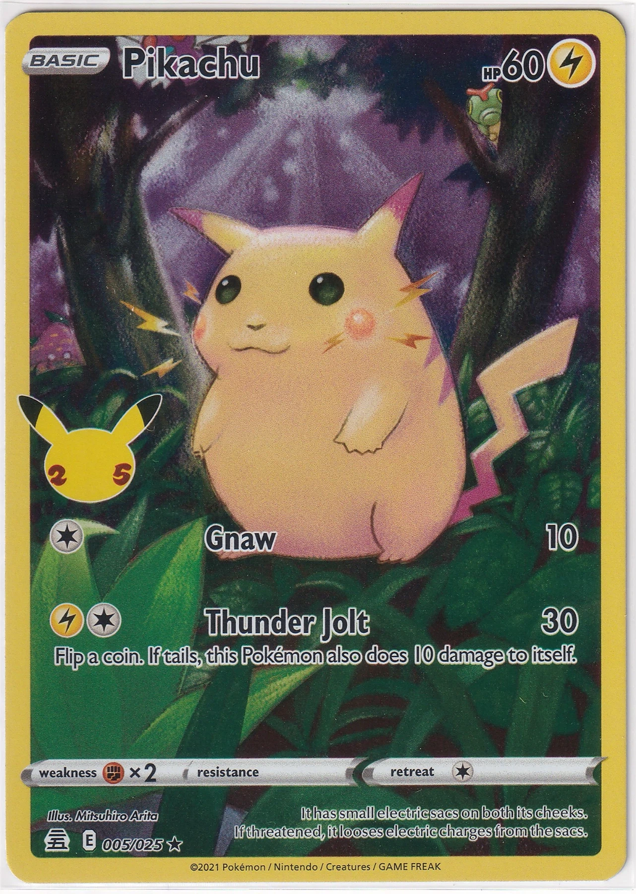 Pikachu 005/25 Celebrations front card photo in PokeToGrade pregrading report