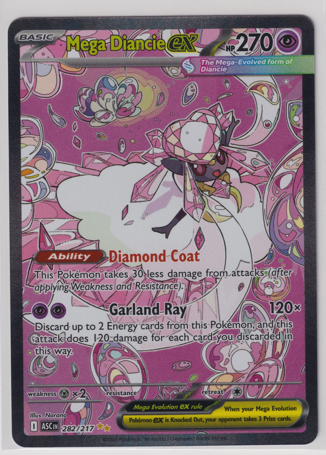 Mega Diancie ex 282/217 Ascended Heroes front card photo in PokeToGrade pregrading report