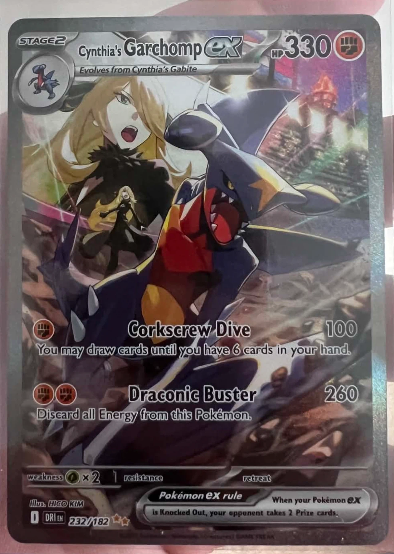 Cynthia's Garchomp ex 232/182 Destined Rivals front card photo in PokeToGrade pregrading report