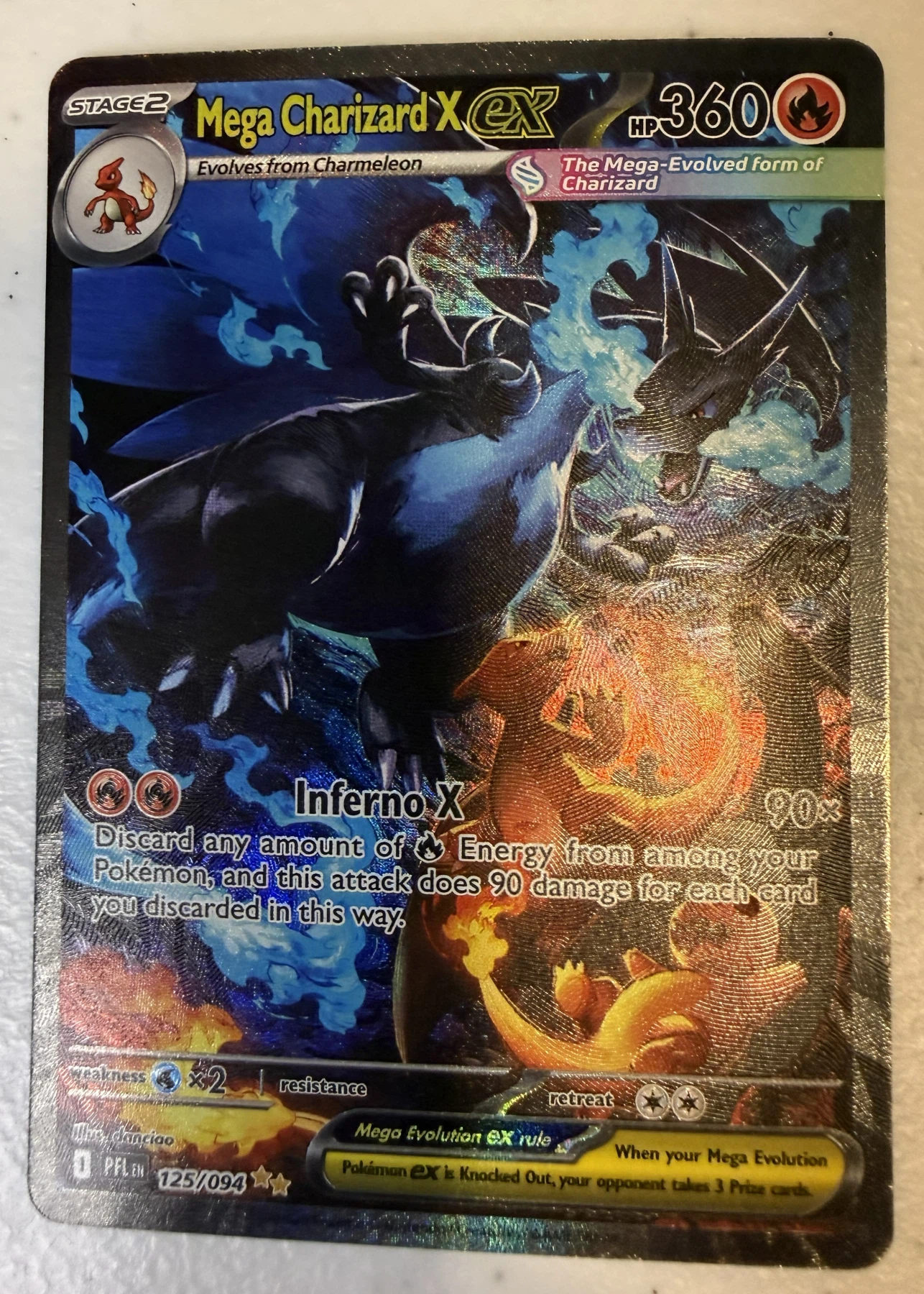 Mega Charizard X ex 125/94 Phantasmal Flames front card photo in PokeToGrade pregrading report