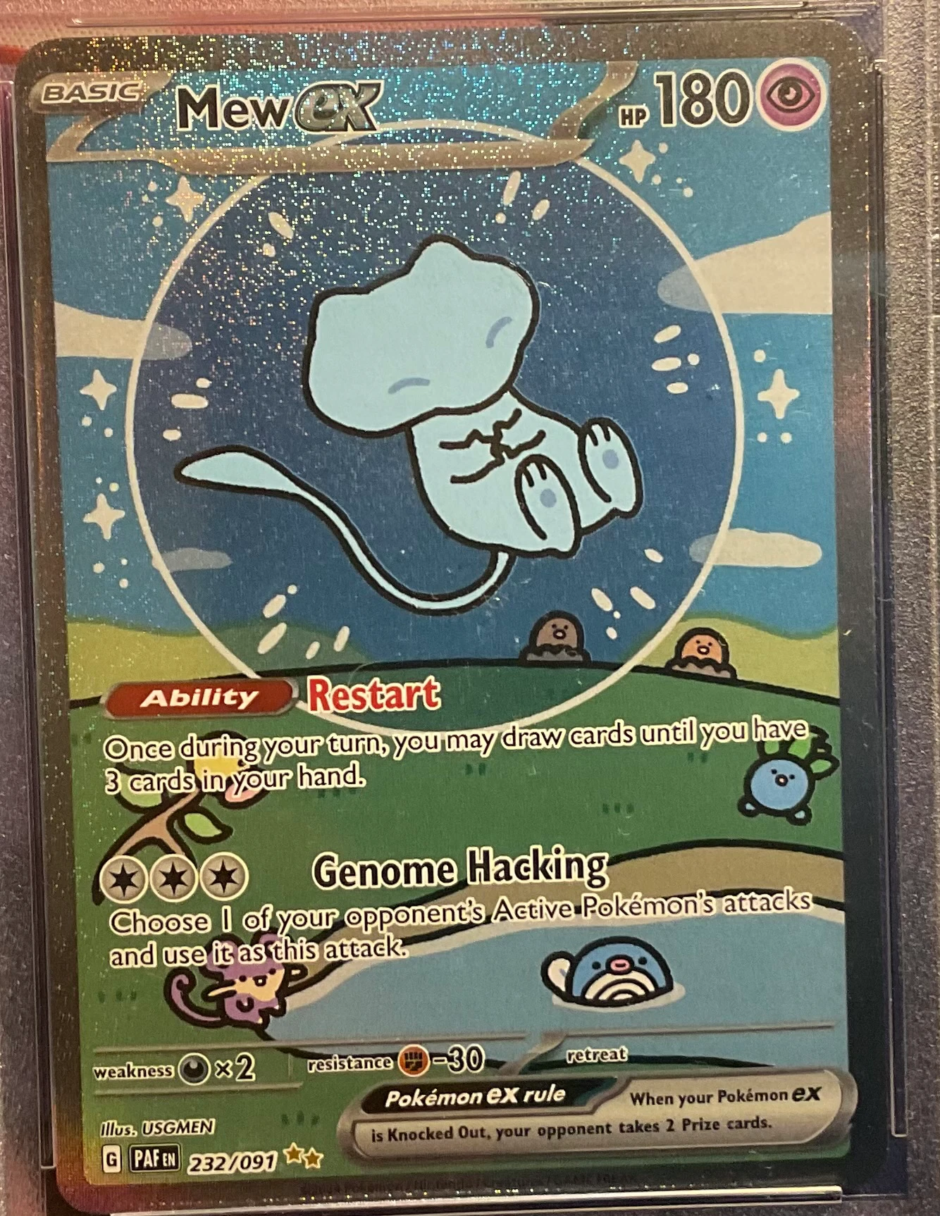 Mew ex 232/91 Paldean Fates front card photo in PokeToGrade pregrading report