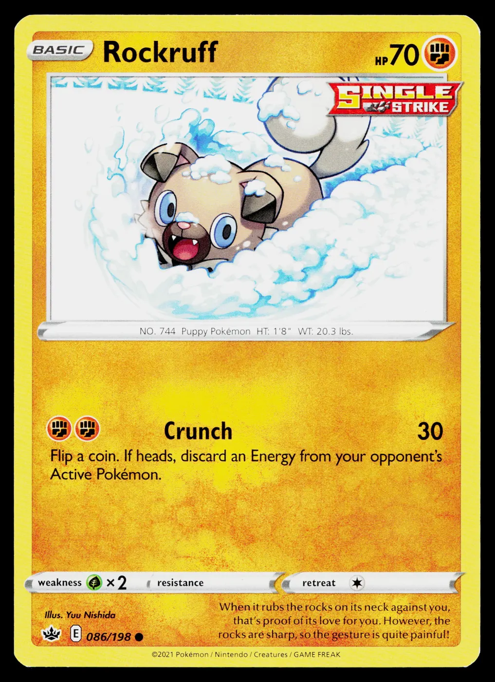 Rockruff 086/198 Chilling Reign front card photo in PokeToGrade pregrading report