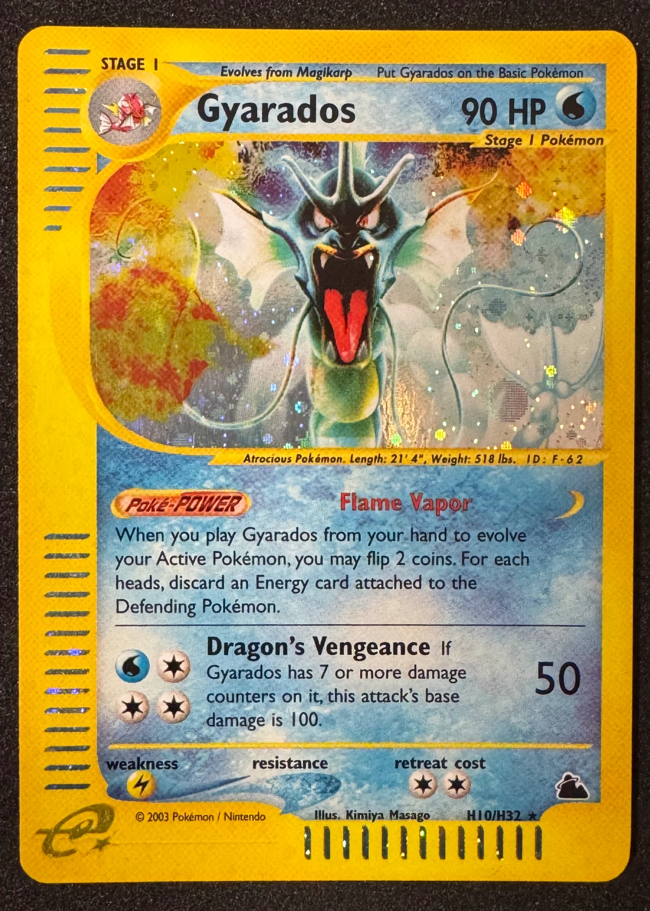 Gyarados H10/144 Skyridge front card photo in PokeToGrade pregrading report