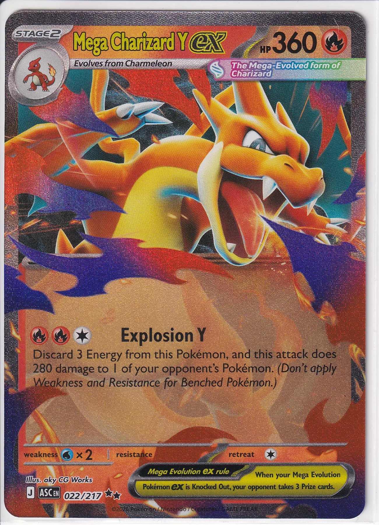 Mega Charizard Y ex 022/217 Ascended Heroes front card photo in PokeToGrade pregrading report