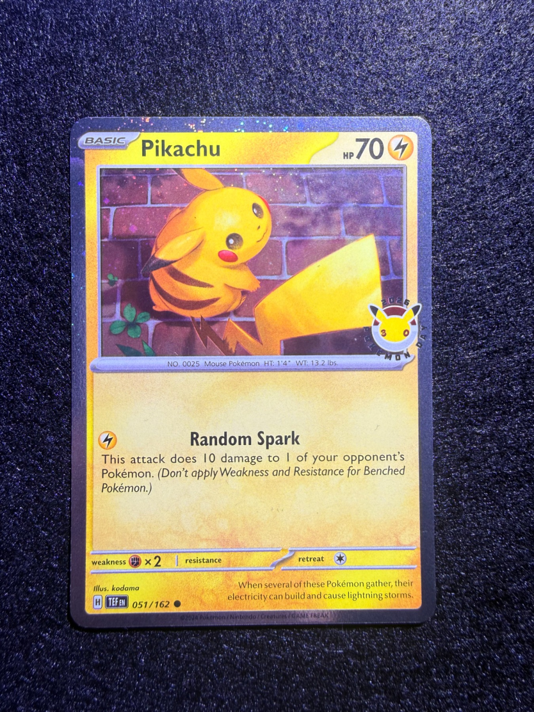Pikachu 051/162 Temporal Forces front card photo in PokeToGrade pregrading report