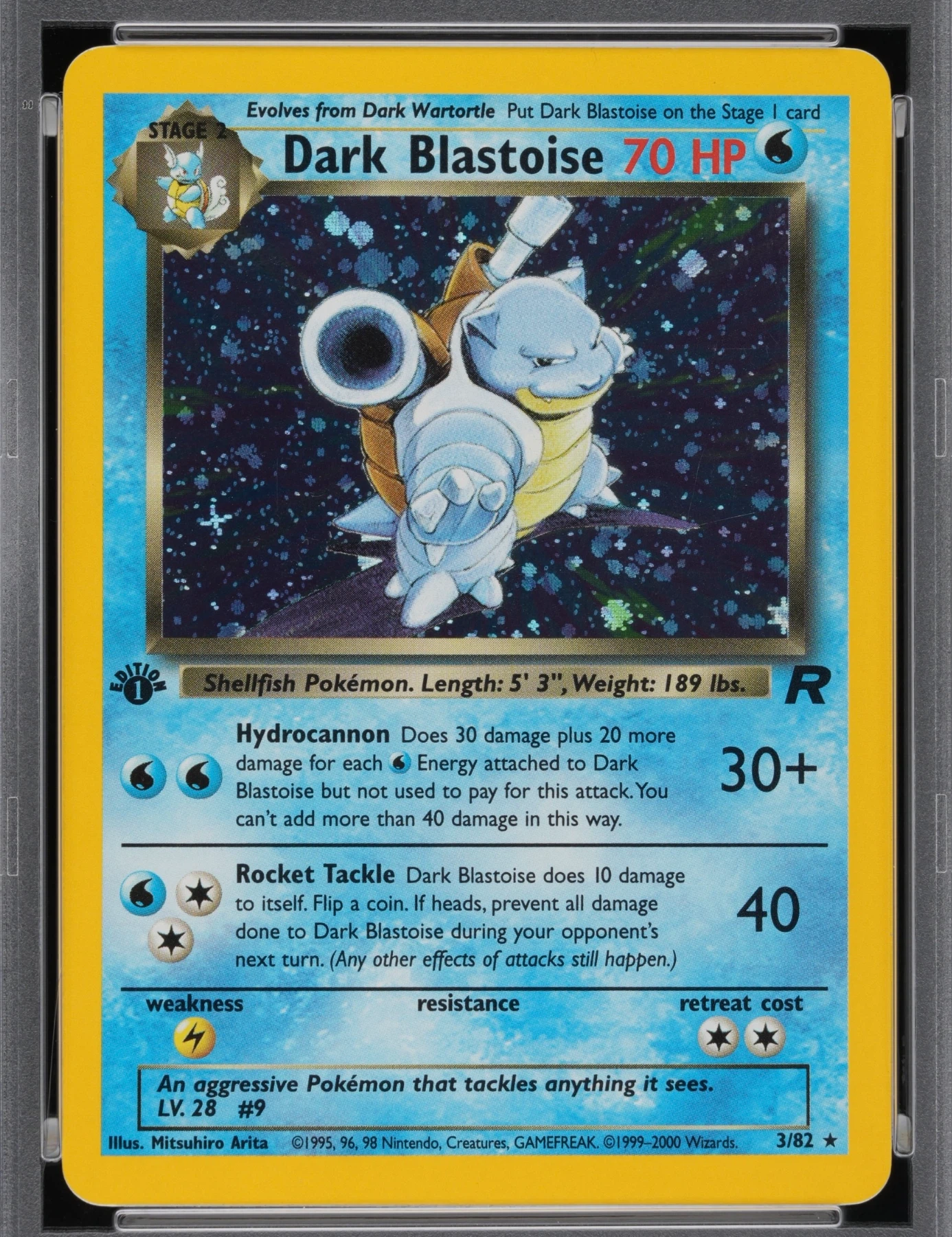 Dark Blastoise 003/82 Team Rocket front card photo in PokeToGrade pregrading report
