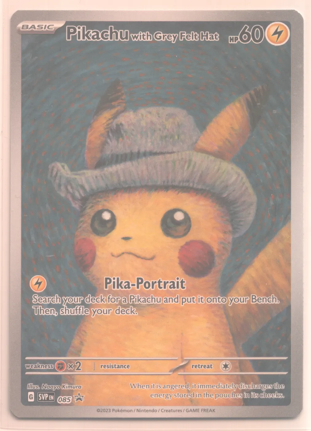 Pikachu with Grey Felt Hat 085/225 SVP Black Star Promos front card photo in PokeToGrade pregrading report