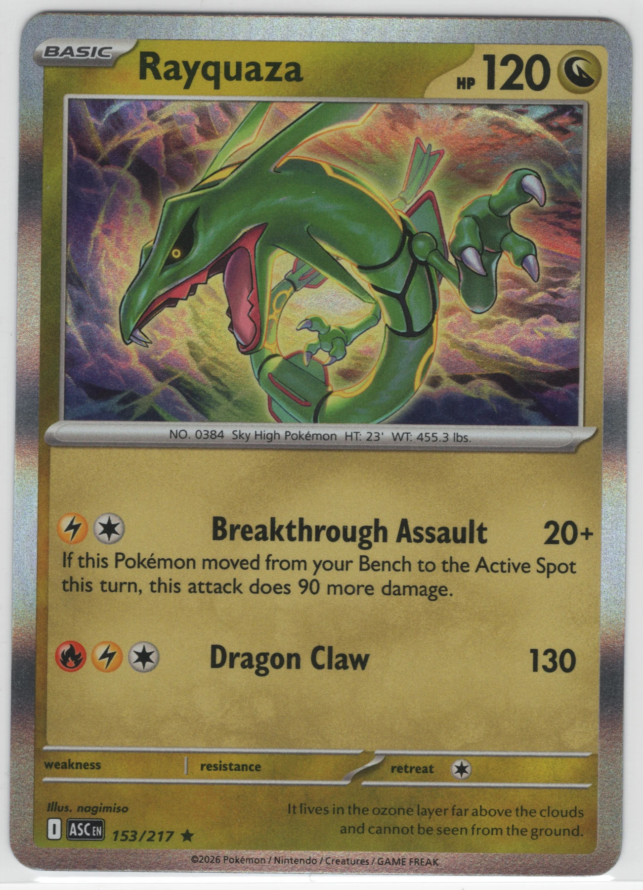 Rayquaza 153/217 Ascended Heroes front card photo in PokeToGrade pregrading report