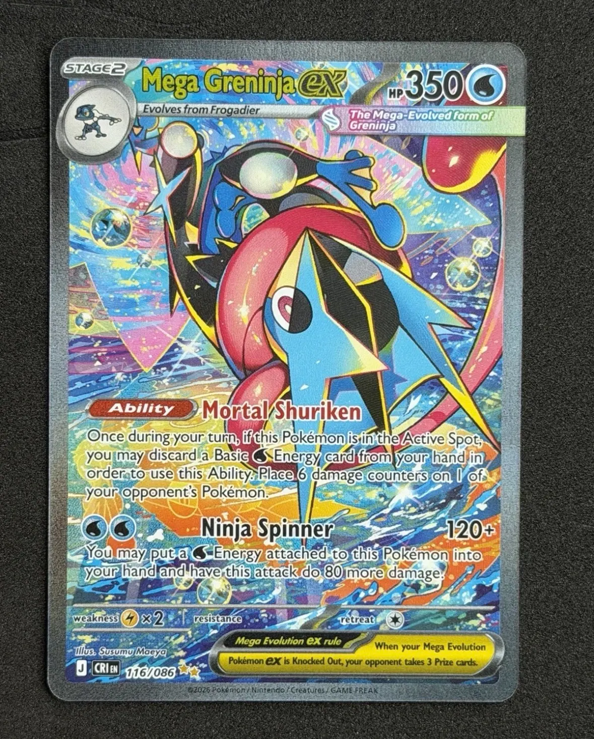 Mega Greninja ex 116/86 Chaos Rising front card photo in PokeToGrade pregrading report