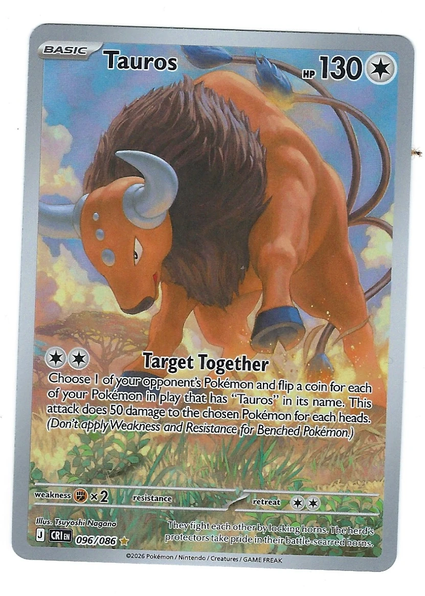 Tauros 096/86 Chaos Rising front card photo in PokeToGrade pregrading report
