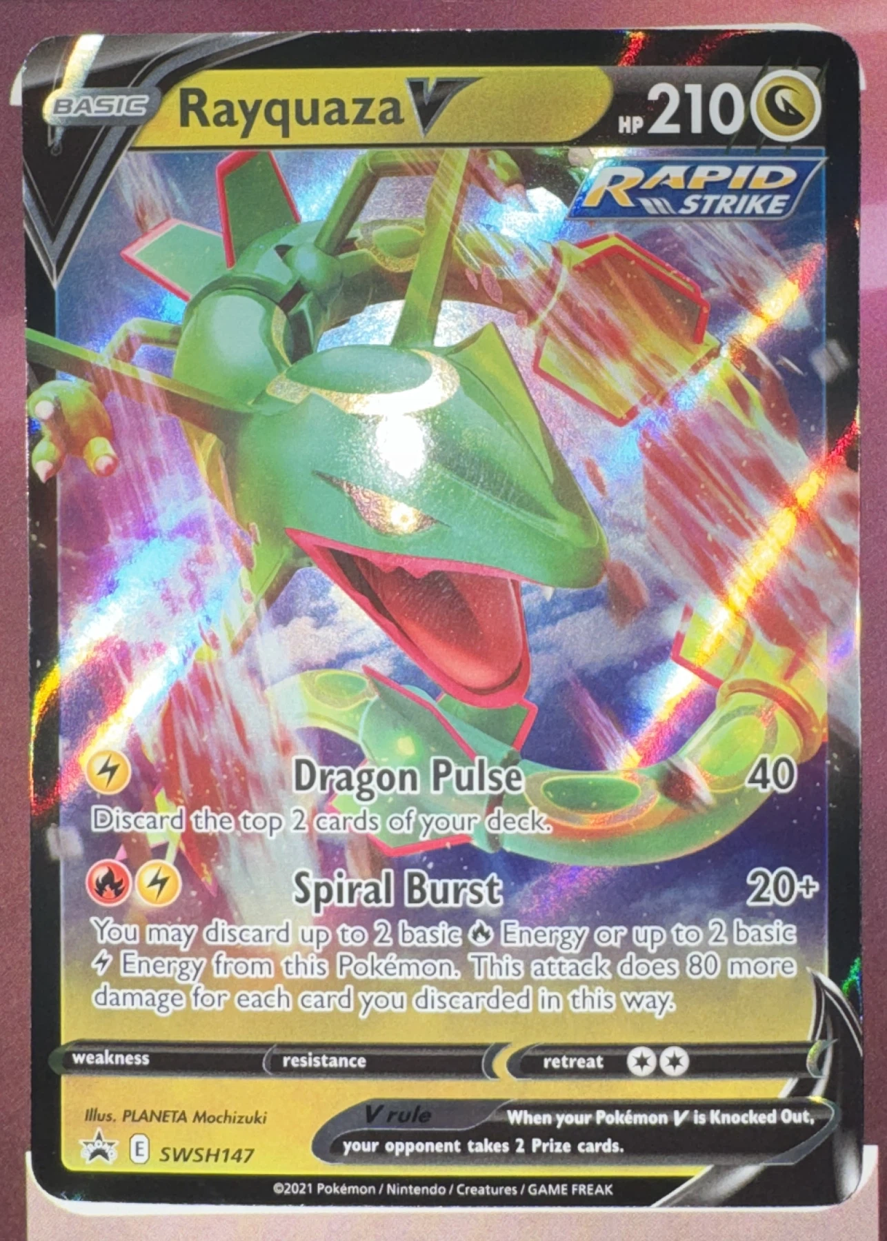 Rayquaza V SWSH147/307 SWSH Black Star Promos front card photo in PokeToGrade pregrading report